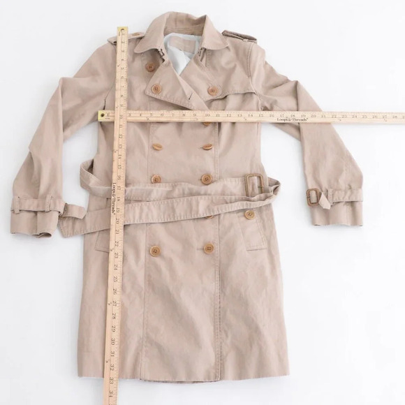 Banana Republic Beige Button Up Trench Midi Double Breasted With Belt Coat XS - Picture 4 of 13